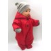 Одежда для Беби Бон 36 см/Baby Born - Комбинезон красный с серой шапкой и варежками