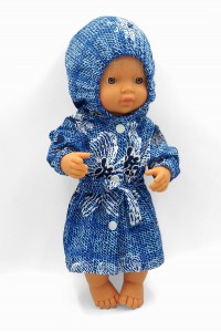 Одежда для куклы Беби Бон / Baby Born 36 38см Халат синий