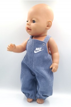 Комбинезон серый вельветовый для куклы baby born 40 - 43 см