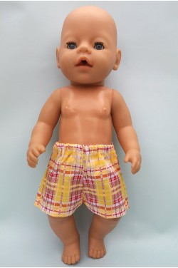Шортики в клетку - одежда для куклы baby born 40 - 43 см