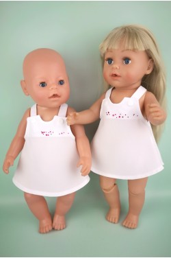 Сарафан белый с камушками для пупса Baby Born 40 - 44 см