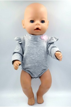 Боді сірий з крильцями - одяг для пупса Baby Born 40 - 44 см