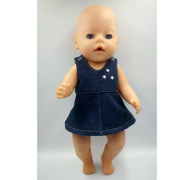 Сарафан джинсовий теплий трикотажний для пупса Baby Born 40 - 44 см