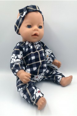 Человечек с повязкой в принт - одежда для куклы Baby Born 40-44см