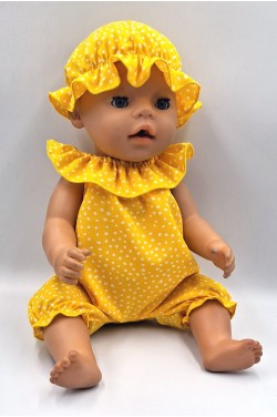 Одежда для куклы Baby Born 40 - 45 см - Песочник жёлтый с панамкой
