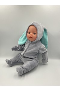 Костюм с носками для пупса Baby Born 43см - Ушастик серый с голубыми ушами Костюм с носками для пупса Baby Born 43см - Ушастик серый с голубыми ушами