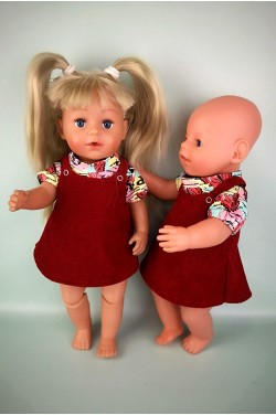 Сарафан вельветовый с футболкой для куклы Baby Born 40 - 43 см и Антонио Хуан 43 см