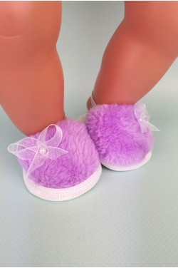 Тапочки меховые сиреневые