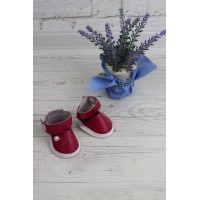 Туфельки малиновые с жемчужинкой