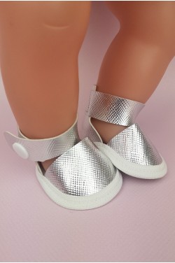 Туфельки серебряные - обувь для куклы Baby Born 40 - 44 см
