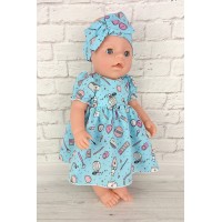 Платье голубое в принт