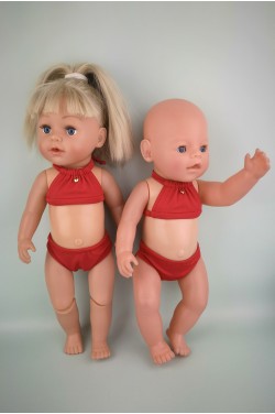 Купальник роздільний червоний для ляльки Baby Born 40 - 43 см