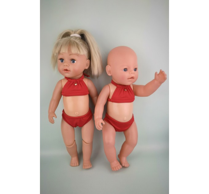 Купальник раздельный красный для куклы Baby Born 40 - 43 см