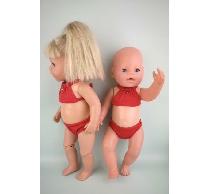 Купальник раздельный красный для куклы Baby Born 40 - 43 см