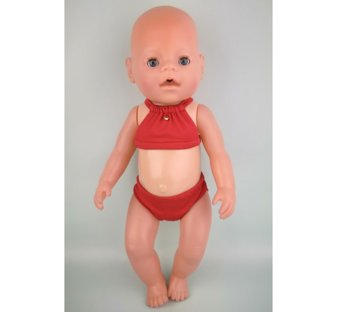 Купальник раздельный красный для куклы Baby Born 40 - 43 см