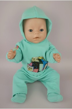 Костюм спортивный мятного цвета для пупса Baby Born 43см