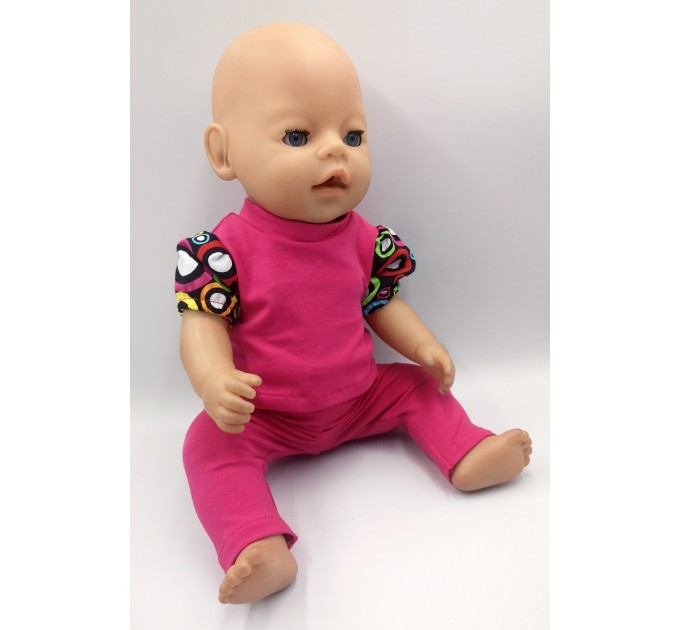 Футболка с лосинами малиновые для пупса Беби Бон / Baby Born 40 - 44 см