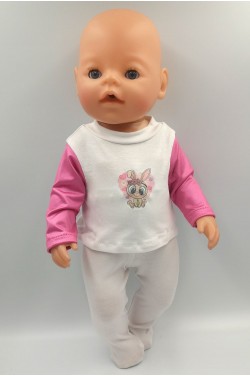 Костюм з рожевими рукавами - одяг для ляльки baby born 40 - 43 см
