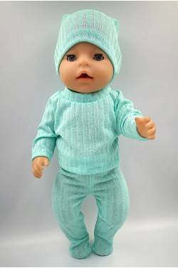 Костюм-трійка м'ятний - Одяг для ляльки baby born 40 - 43 см