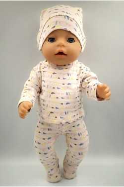 Костюм-трійка "Немовля" - Одяг для ляльки baby born 40 - 43 см