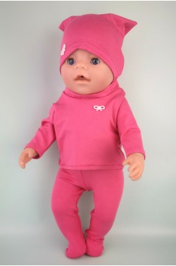 Одяг для дівчинки Baby Born 40 - 44 см - Костюм-трійка натуральний рожевий
