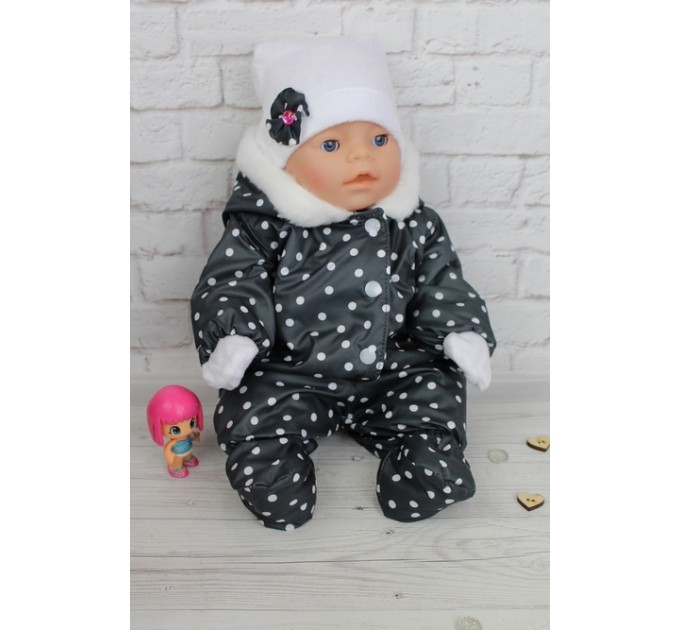 Комбинезон графитовый в горошек - одежда для baby Born