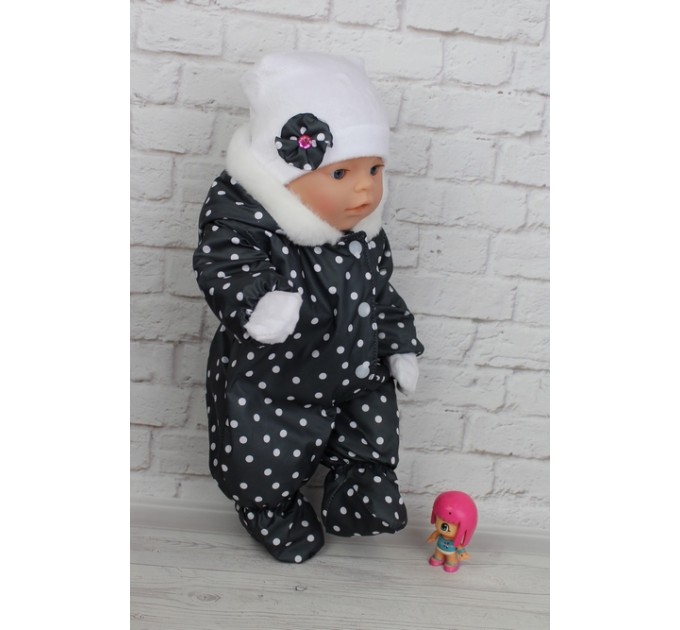 Комбинезон графитовый в горошек - одежда для baby Born