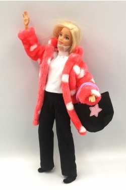 Одежда для Барби Barbie Костюм с красной шубой 5 вещи