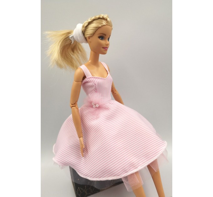 Одежда для куклы Barbie / Барби - Платье нежно розовое