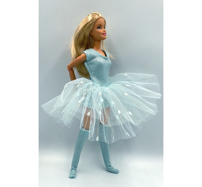 Набор нежно голубой - Одежда Barbie / Барби 3 вещи Гольфы Шорты Платье