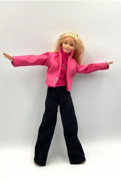 Набор одежды для модных кукол Barbie - комплект с кожаной курткой (искусственная кожа), майкой, брюками, Doll clothes
